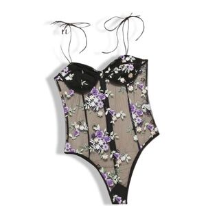 Black bodysuit with Floral design